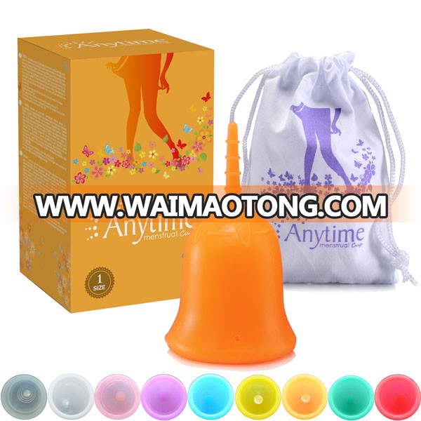 Free Sample CE FDA Certificate 100% Hygiene Feminine Menstruation Lady Medical Silicone Menstrual Cup